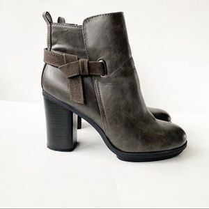 SALE - A+ Faux Leather Chunky Heel Booties